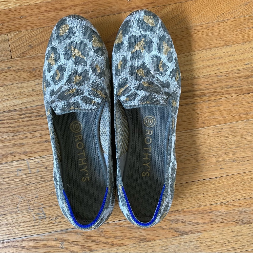 Rothy’s Size 9 Smoke Spot Cameo/Animal Print Loafers
